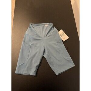 Nike One Dri-FIT Women’s XS Blue Biker Shorts High Rise Pockets Training